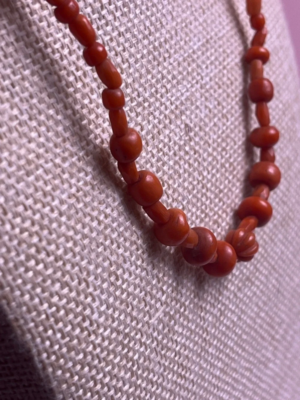 Antique 1900's 9k gold & Carnelian Beaded necklace - Picture 3 of 10
